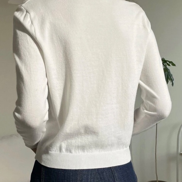 Shein White Collared Long Sleeve Polo Small - Picture 4 of 5